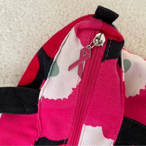 Marimekko Avon Breast Cancer Crusade Red/Pink Floral Tote Bag (Stained) - Picture 8 of 15